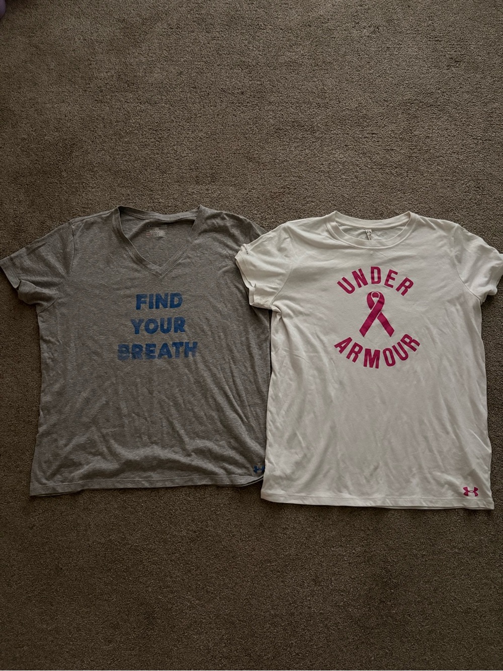 Set Of 2 - Women’s Under Armour White & Grey T- Shirts
